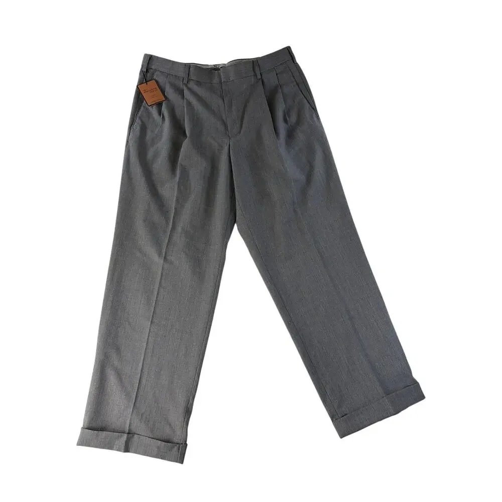 Dockers Mens Dress Pant 34x29 Grey Wrinkle Free Parker Wool Blend Business NWT